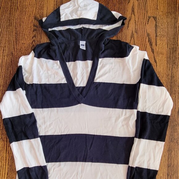 GAP Striped Hoodie Navy Blue White Women's Size M Lightweight - Picture 2 of 12